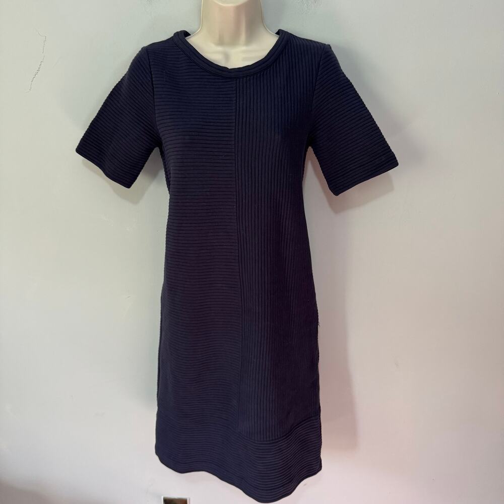 Boden Dress Womens 6 Blue Hattie Ribbed Knit Shift Minimalist Elevated Basic